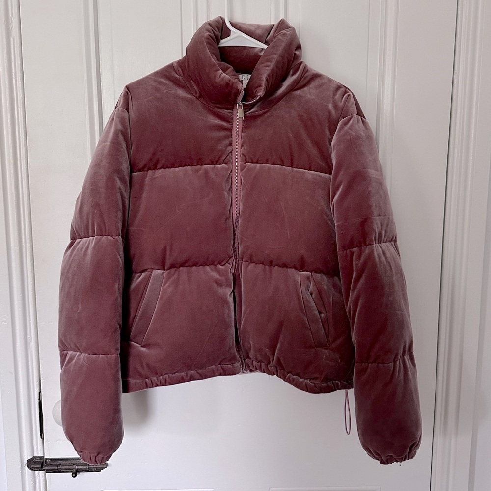 Pink Velour Bomber Jacket